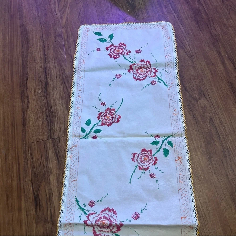 Vintage embroidered table runner